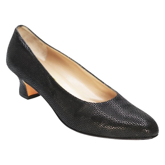 Salvatore Ferragamo Black Pebble Design Heels-10.5 - Picture 1 of 7